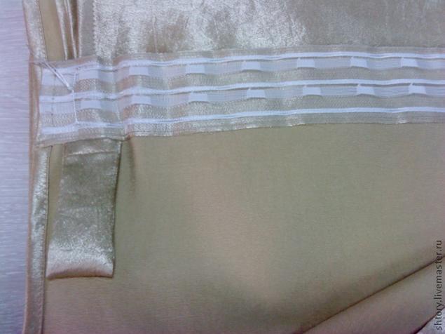 Раскрой и подшив ткани для занавесок