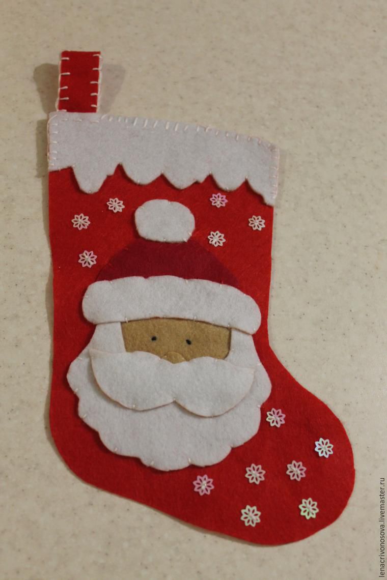 Рождественский сапожок с вышивкой своими руками. Мастер класс