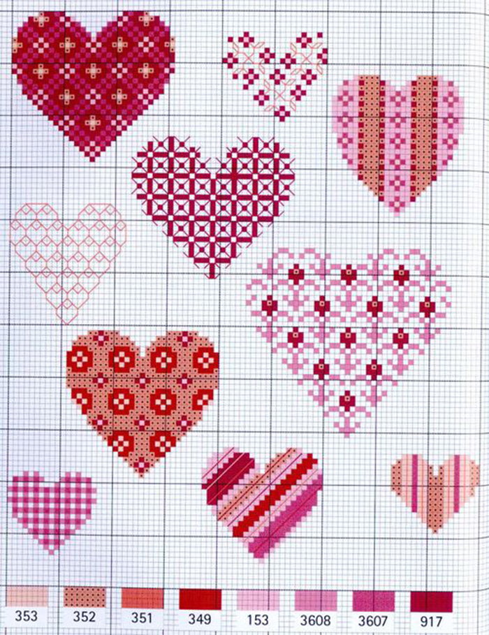 Идеи для срисовки для вышивки крестиком легкие для начинающих по клеткам сердечко (87 фото)