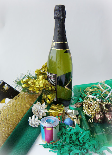 Быстрый и красивый декор бутылки шампанского к Новому году - Алимпиа Мебель