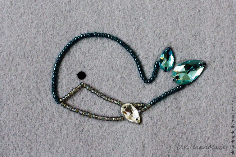 Мастерим брошь «Синий кит» в технике «вышивка бисером», фото № 7 Мастерим брошь «Синий кит» в технике «вышивка бисером», фото № 7