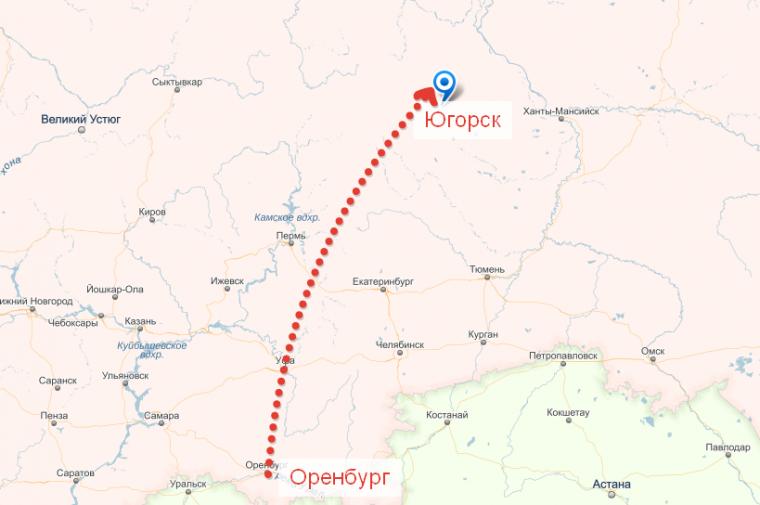 Екатеринбург югорск карта